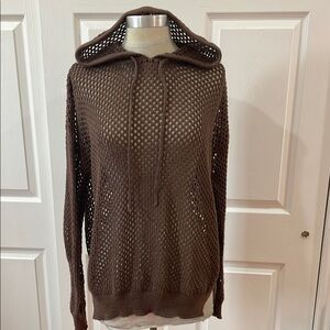 Women’s Brown Knit Sweater with Hood